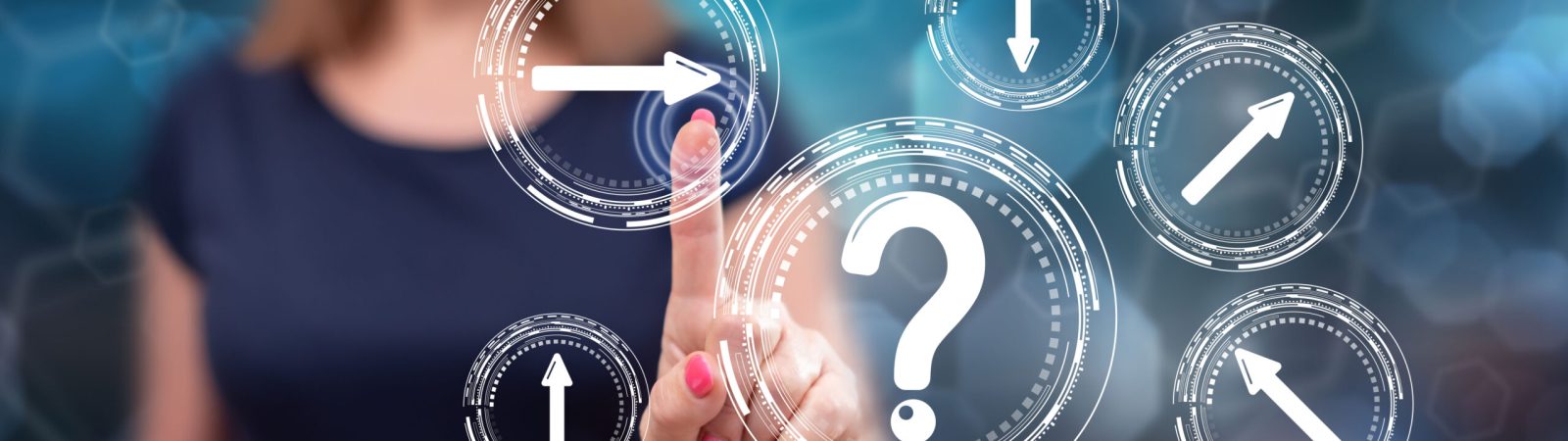 Woman touching a choice concept on a touch screen with her finger