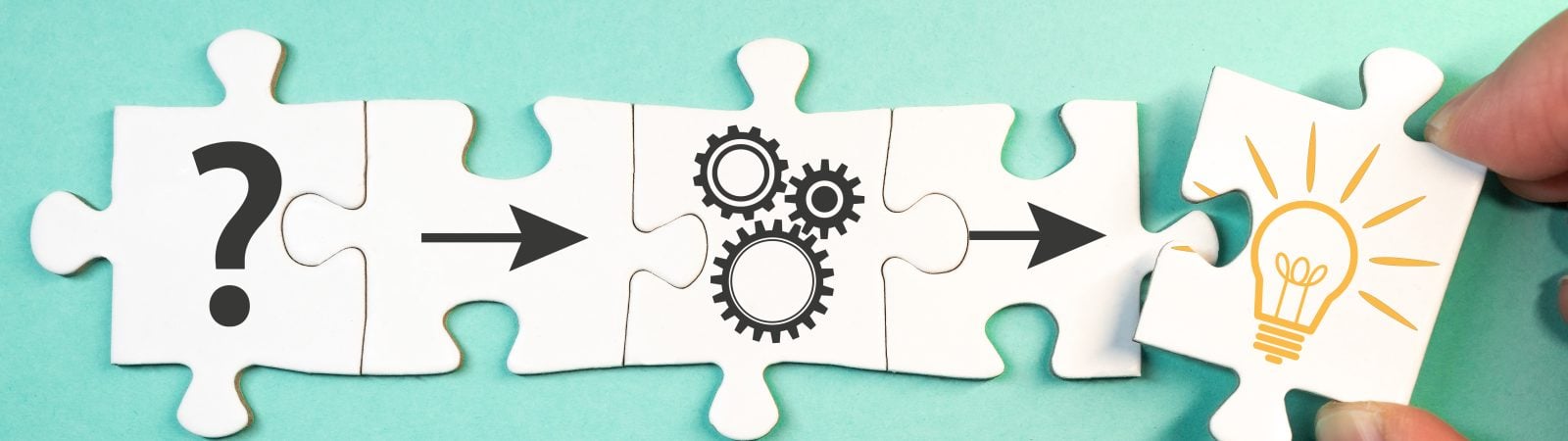 finding solution for a problem, analysis concept with top view of jigsaw puzzle pieces