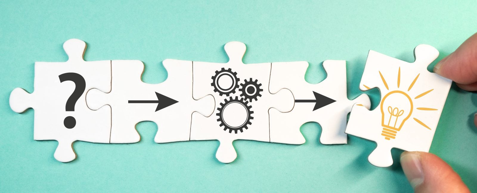 finding solution for a problem, analysis concept with top view of jigsaw puzzle pieces