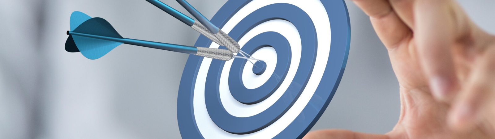 Dart arrow on target dartboard, Business success concept.