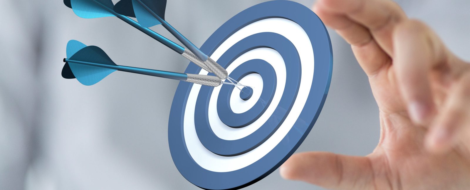 Dart arrow on target dartboard, Business success concept.