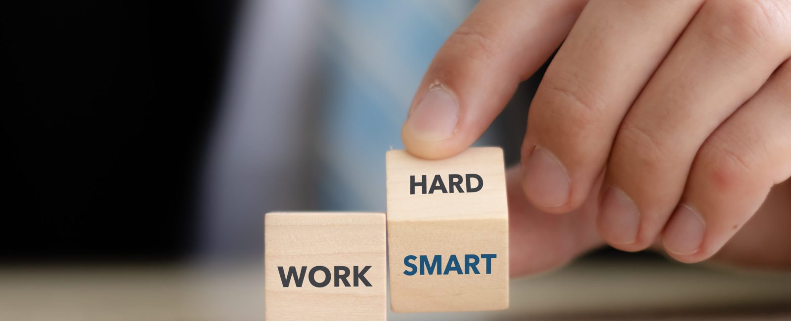 Work hard or smart concept. Blending both hard work with smart work and becoming efficiently effective. Increasing productivity performance.Work smart not hard concept. Success in career, job or life.