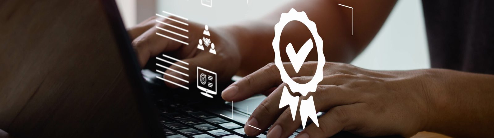 Businessman working with the sign of the top service Quality assurance, Guarantee, Standards, quality control, continuous improvement, ISO certification, and standardization concept.